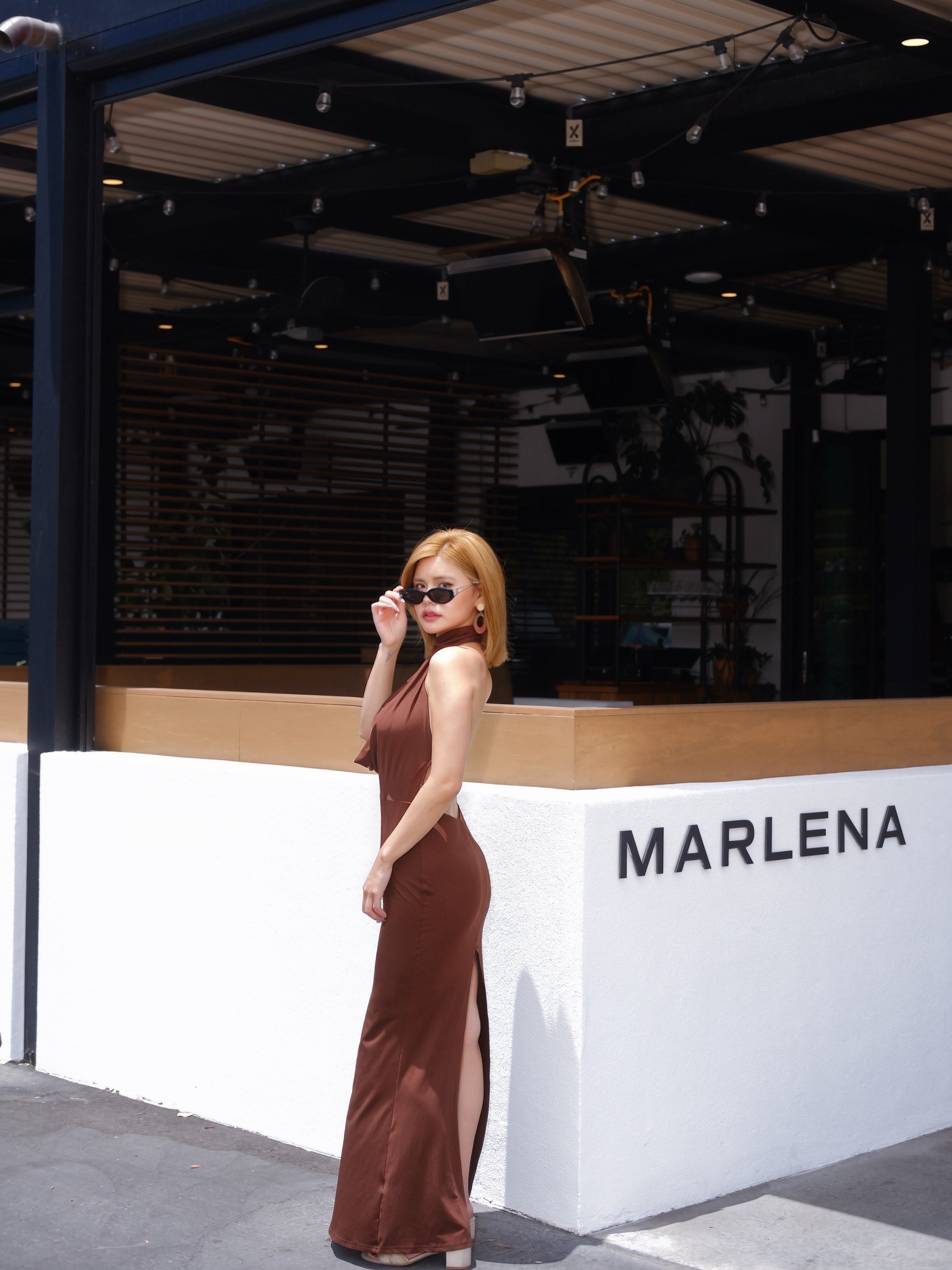 Terra Allure | Draped Halter Cut-Out Maxi