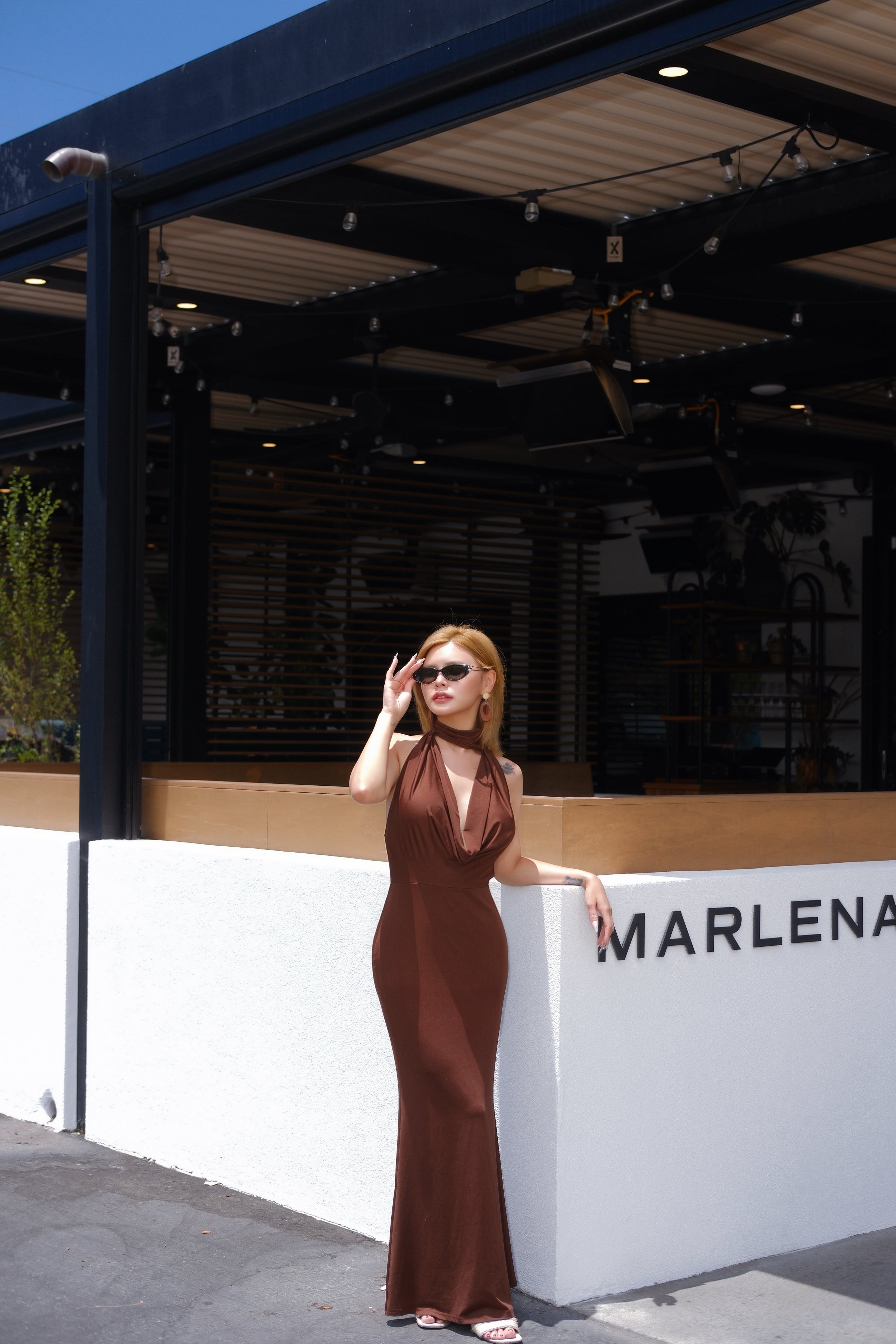 Terra Allure | Draped Halter Cut-Out Maxi
