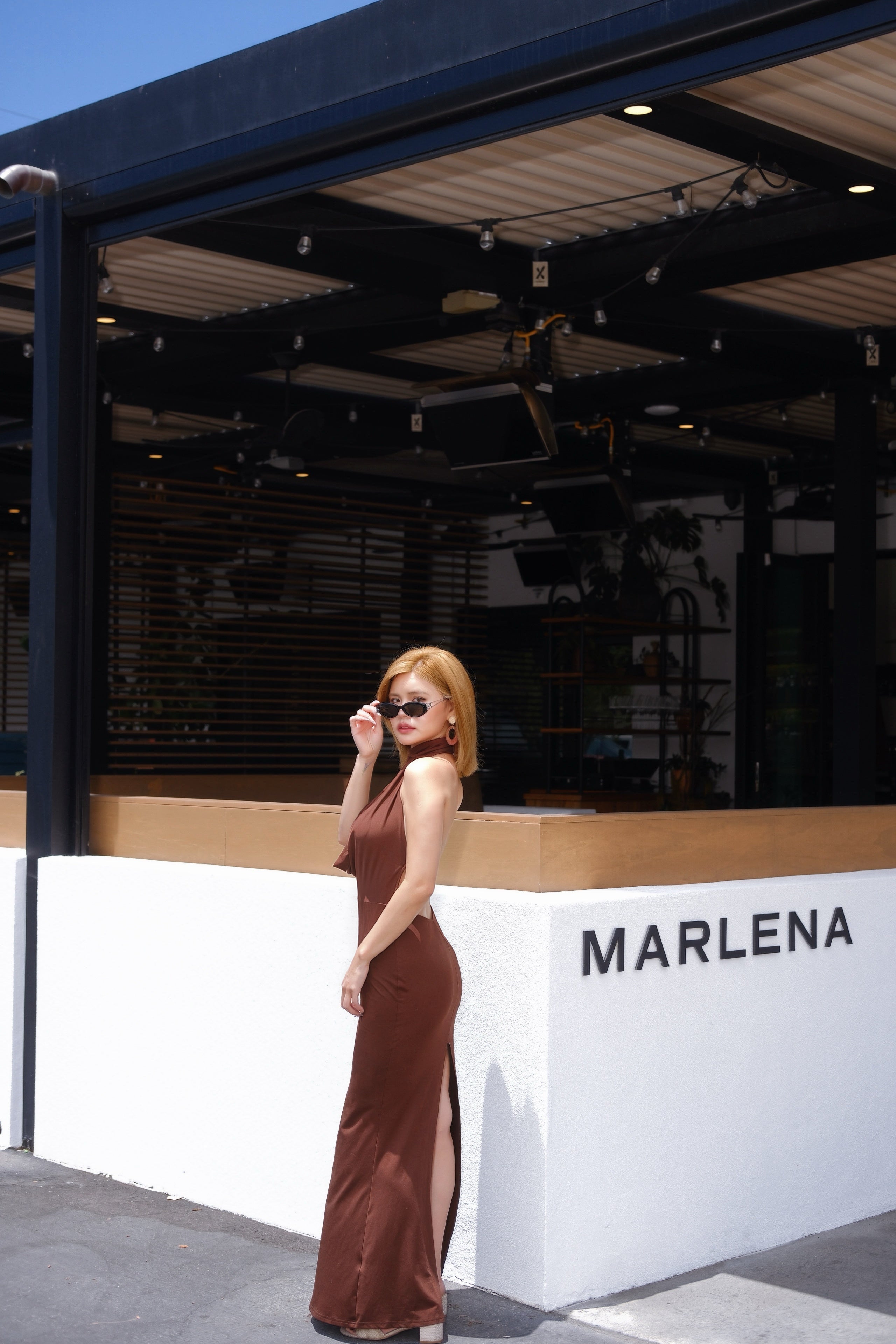Terra Allure | Draped Halter Cut-Out Maxi