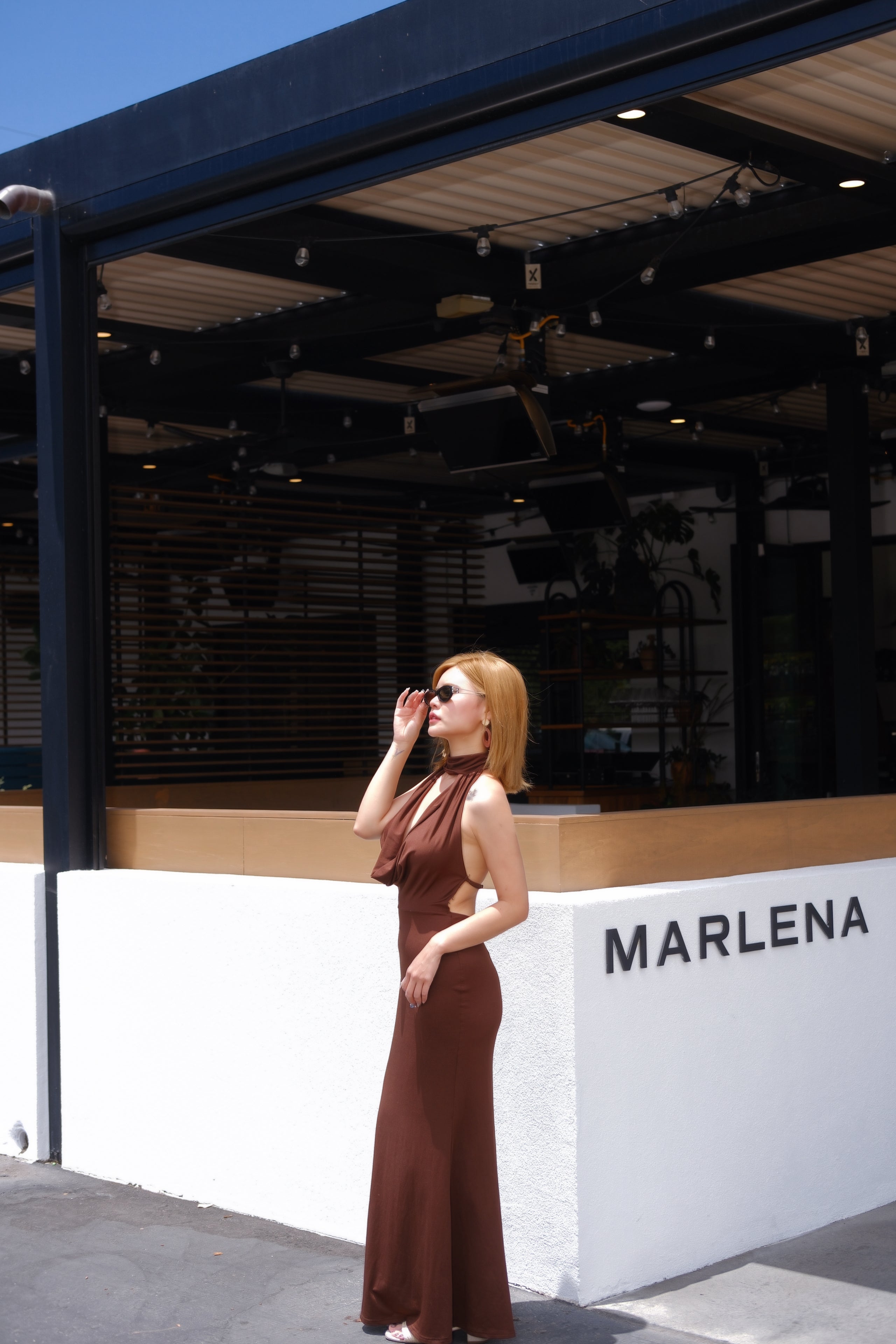 Terra Allure | Draped Halter Cut-Out Maxi