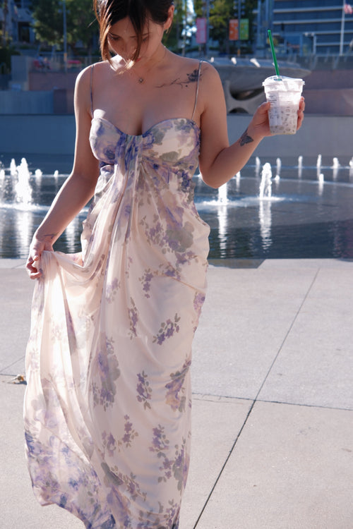 Floral Whispers｜Purple Haze Chiffon Maxi