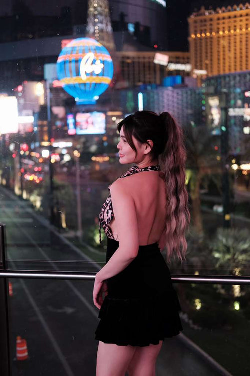 Midnight Muse | Leopard Backless Velvet Mini Dress